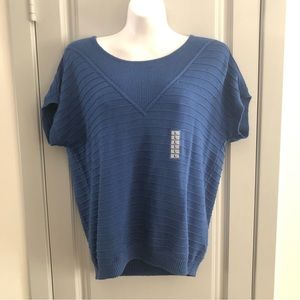 Pepa Loves Blue cotton blend sweater blouse. size Large. Vintage look. NWT